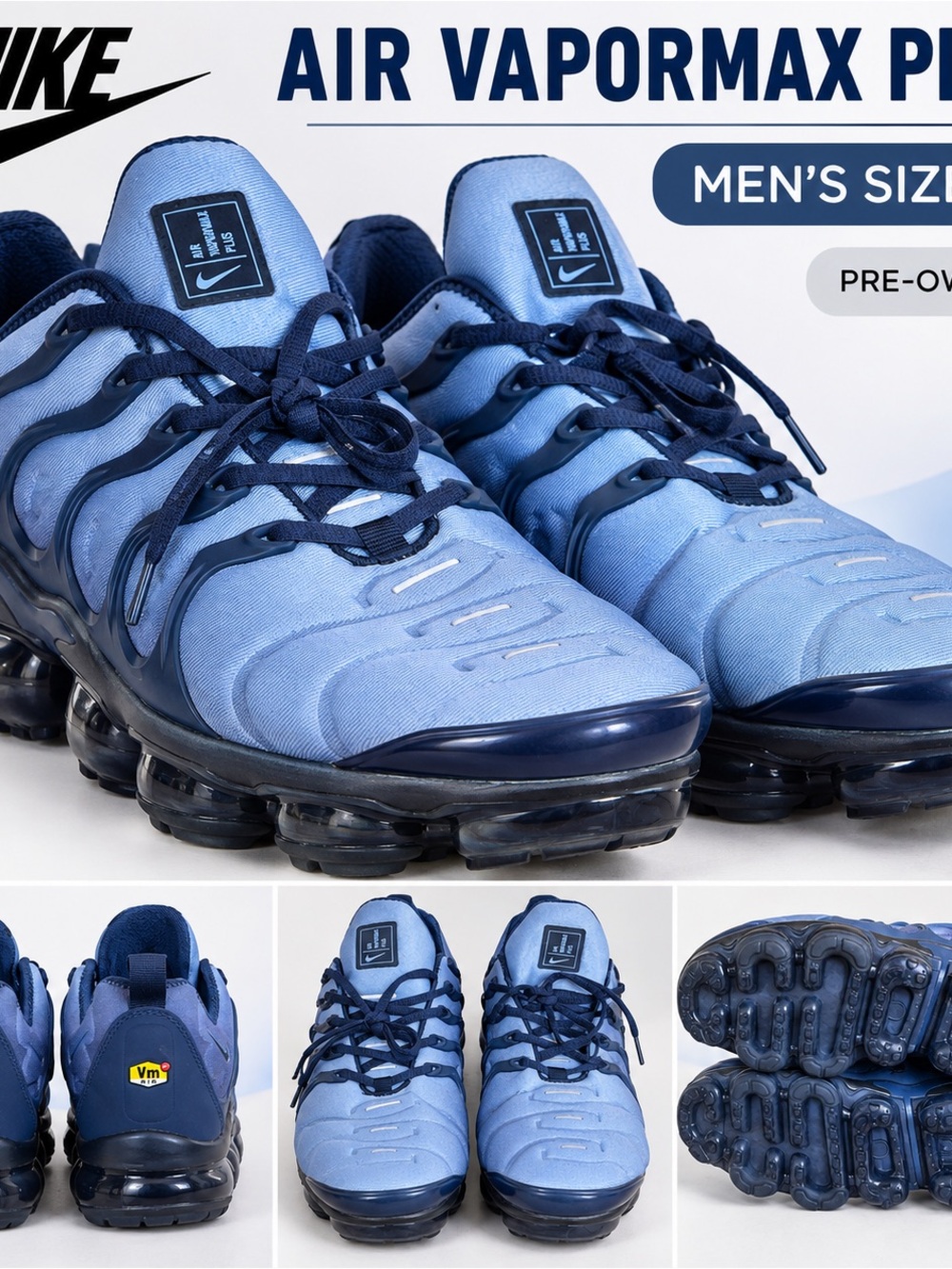 Nike Men's Air VaporMax Plus Sneakers - Light Blue & Navy